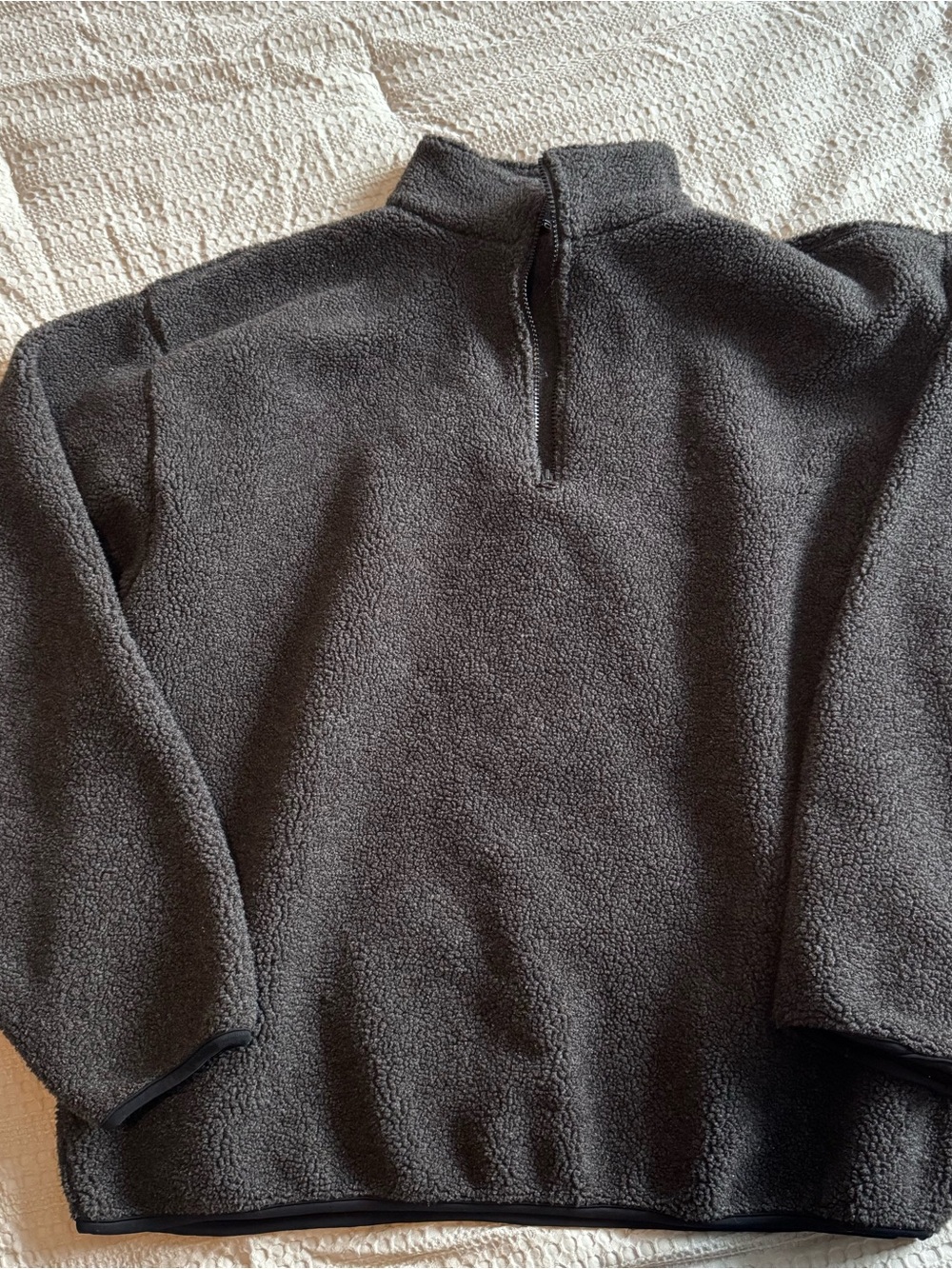Vintage Nautica Men's Charcoal Gray Quarter-Zip Fleece Pullover
